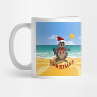 Christmas Quokka on the Beach Mug